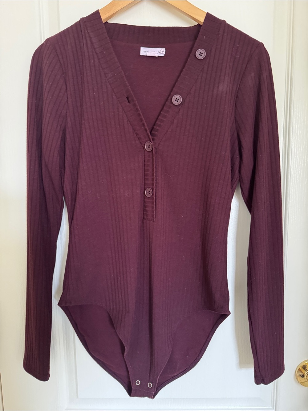 Good American Ribbed Henley Bodysuit